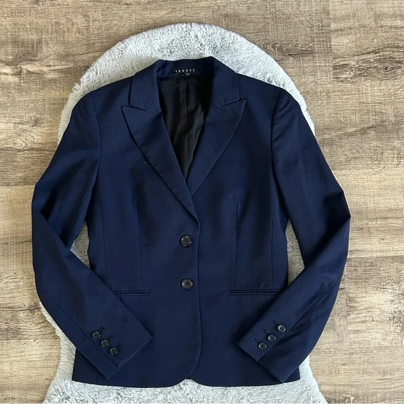 Theory Nichelle Broadway Navy Blue Blazer Suit Jacket 8 - Picture 5 of 14